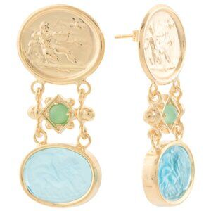 TAGLIAMONTE Made In Italy 18kt Gold Plated Aqua Chrysoprase Earrings